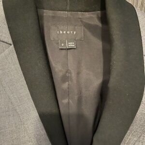 Theory NEW Lightweight Gray Blazer SIZE 0 Black Insert ORIG $395+